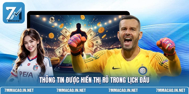 Thông tin được hiển thị rõ trong lịch đấu 